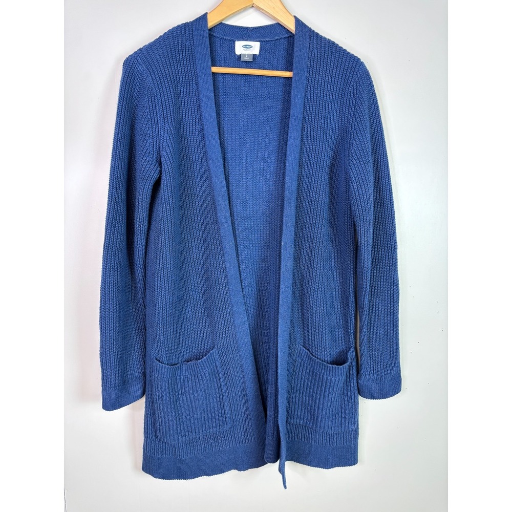 Old Navy Cardigan Small Blue Open-Front Pockets Cotton Blend Sweater Women's